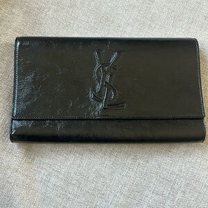 YSL Black  Parent Leather Clutch